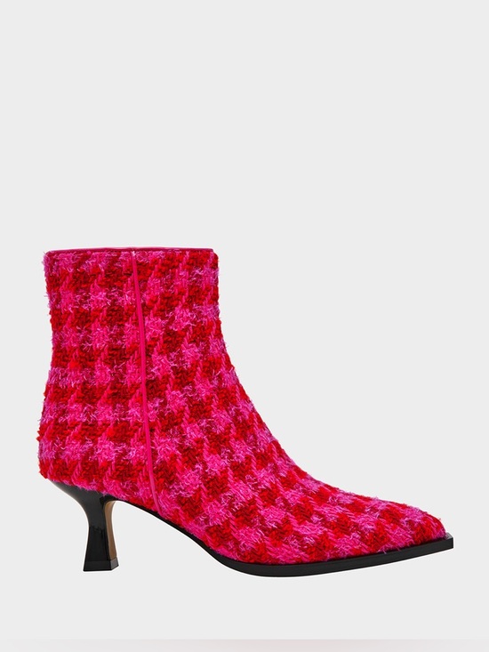 Betsey Johnson Shoes - Betsey Johnson Louisa Pointed-Toe Booties, Fuchsia Houndstooth, SZ 7 NWOB💄